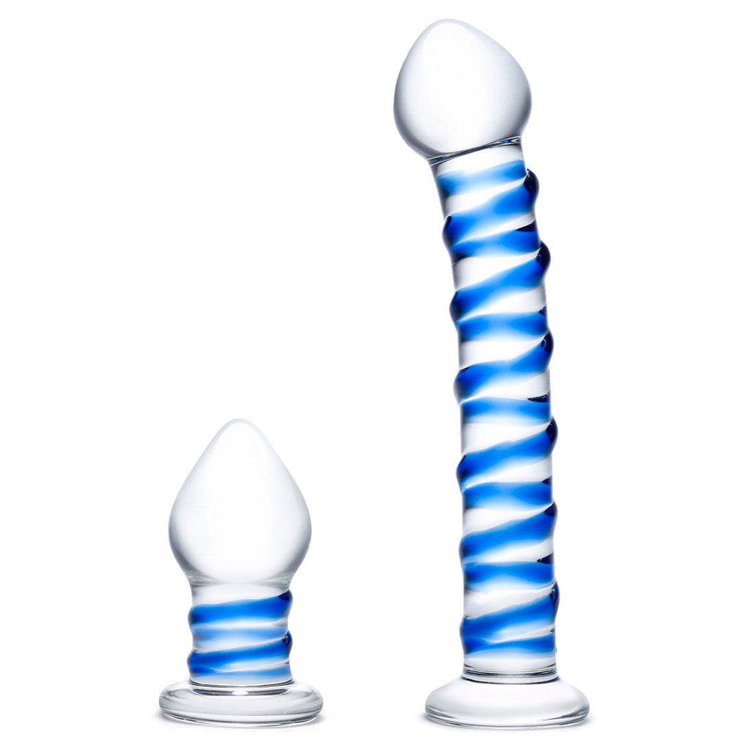 GLAS Double Penetration Swirly Dil &amp; Butt Plug 2pc Set