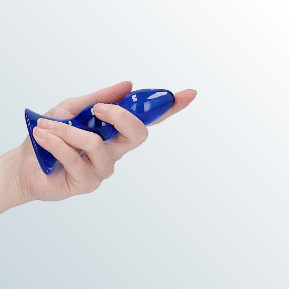 Chrystalino Pleaser Small Glass Butt Plug - Blue